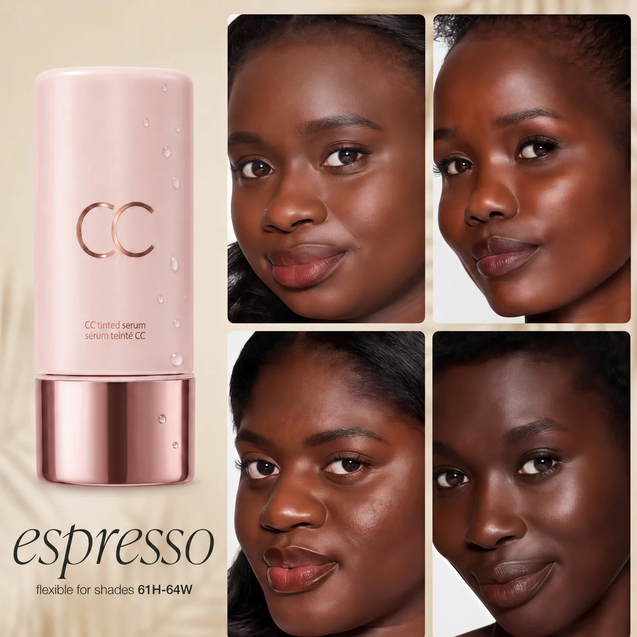 CC Color-Correcting Tinted Serum | 4-in-1 Skincare Makeup | Shade-Adaptive | 24H Hydration | 16H Waterproof