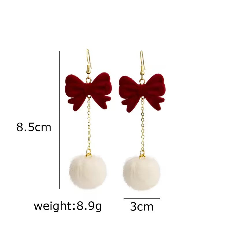 Red wine plush earrings color