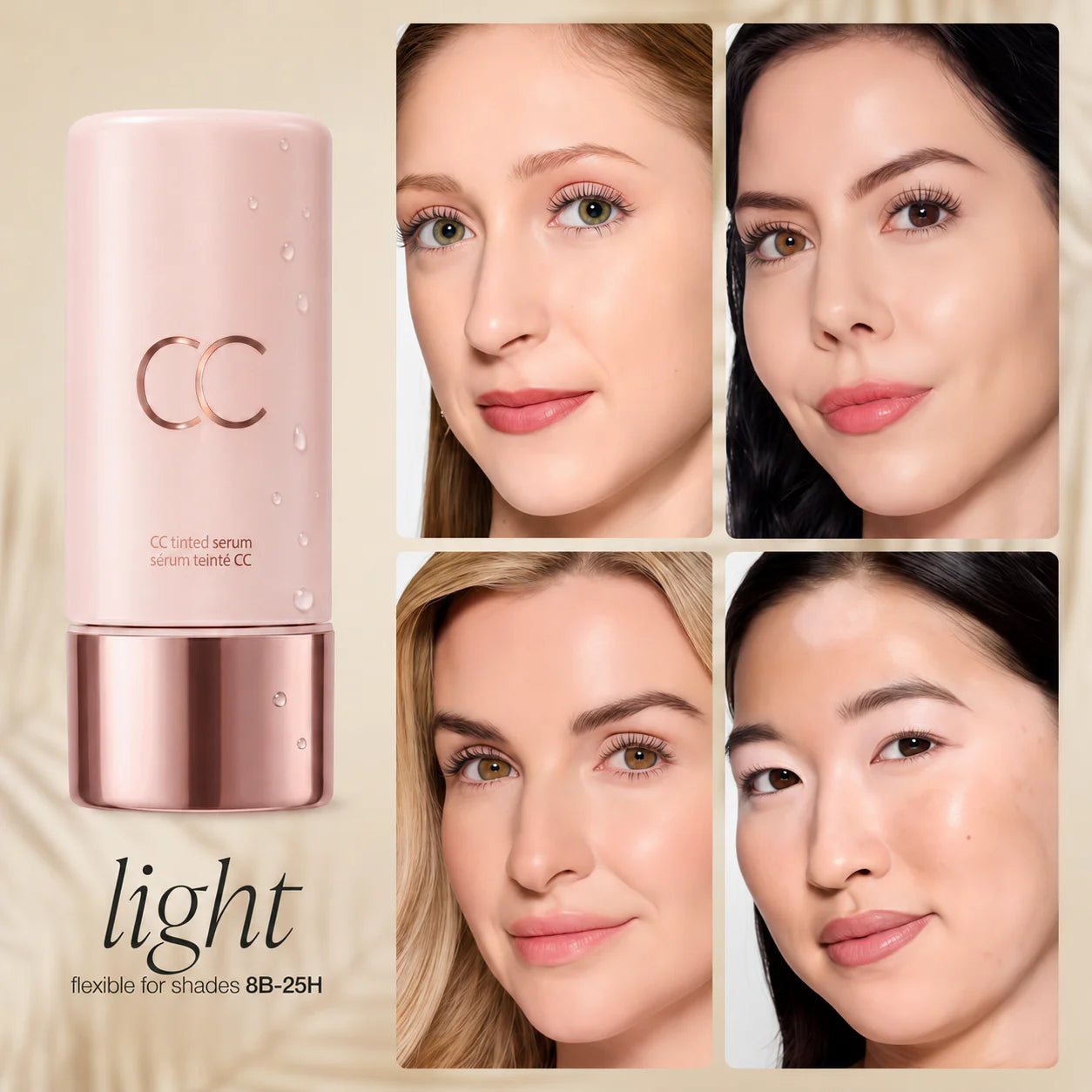 CC Color-Correcting Tinted Serum | 4-in-1 Skincare Makeup | Shade-Adaptive | 24H Hydration | 16H Waterproof