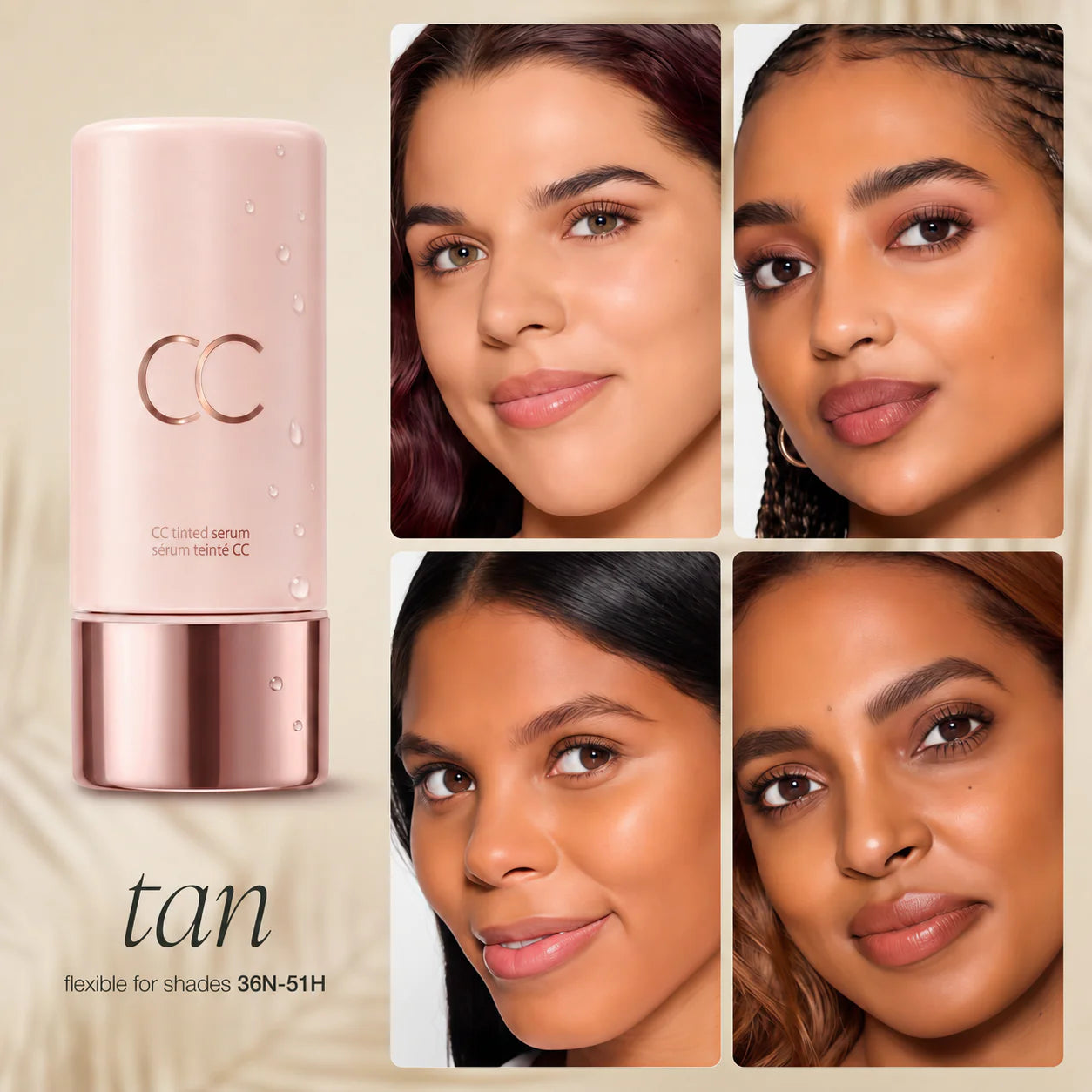 CC Color-Correcting Tinted Serum | 4-in-1 Skincare Makeup | Shade-Adaptive | 24H Hydration | 16H Waterproof