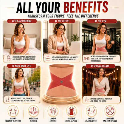360° Waist Sculpting Compression Belt – Breathable Tummy Control Shapewear for Women