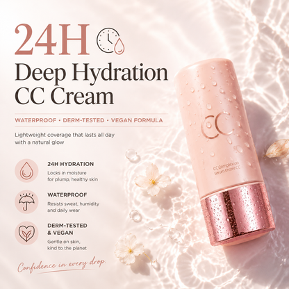CC Color-Correcting Tinted Serum | 4-in-1 Skincare Makeup | Shade-Adaptive | 24H Hydration | 16H Waterproof