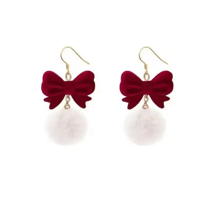 Red wine plush earrings color
