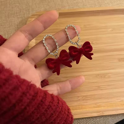 Red wine plush earrings color